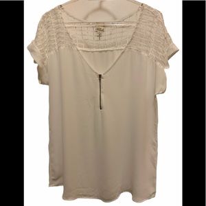 Cover Stitched White Top